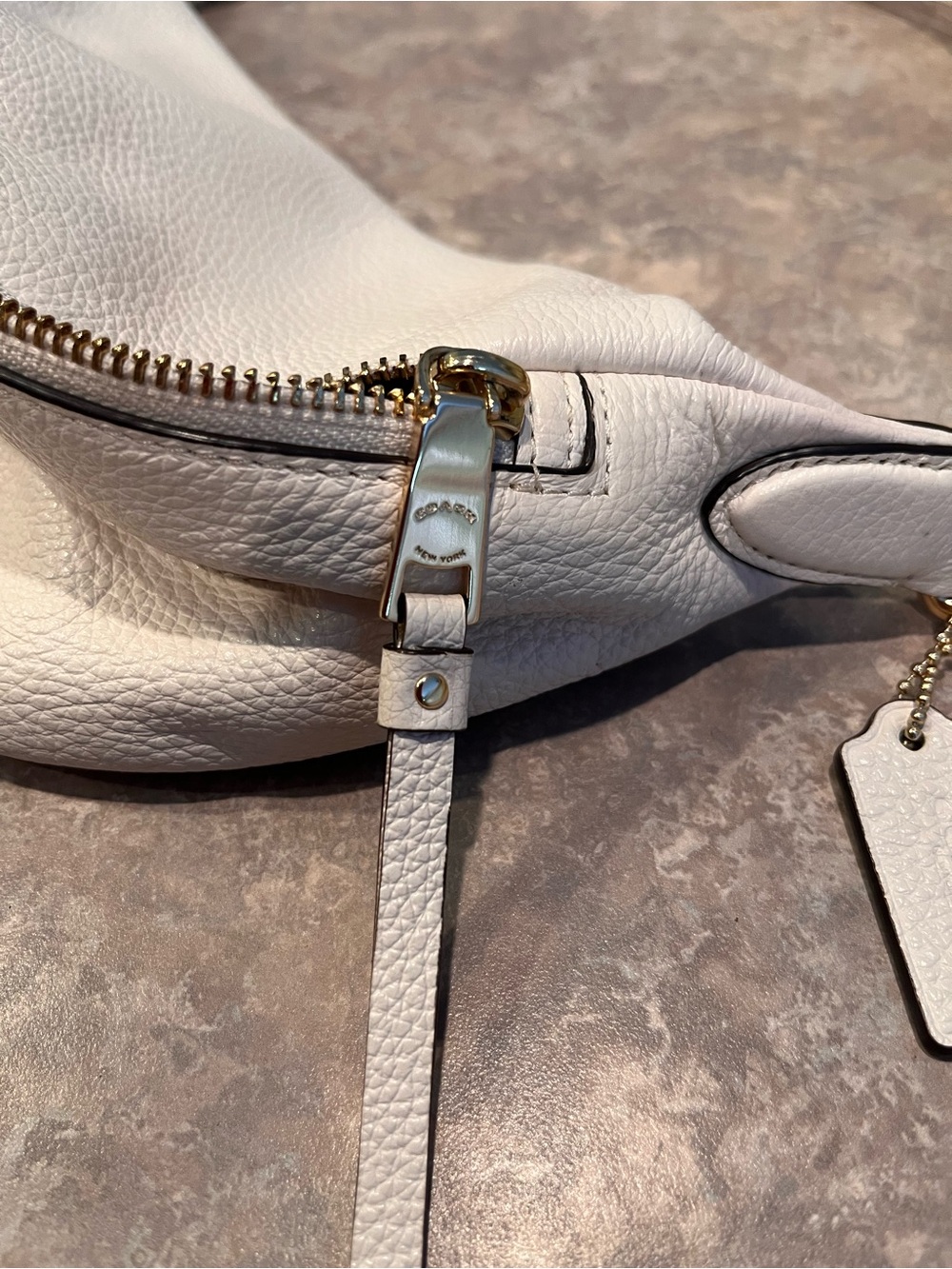 Coach Cream Pebbled Leather Crossbody Belt Bag with Gold Hardware - Picture 8 of 8